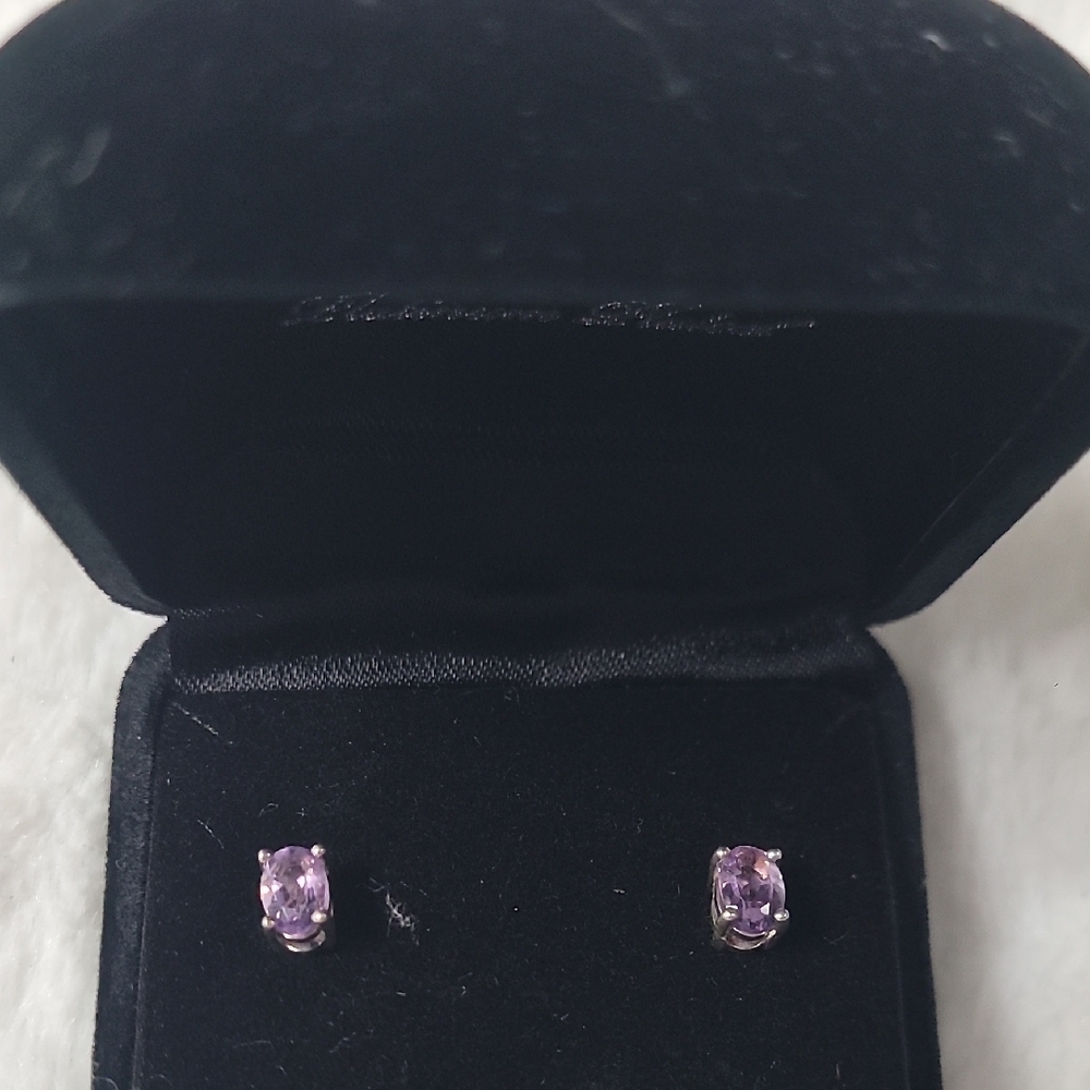 Sterling Silver Elegant Purple Stud Earrings